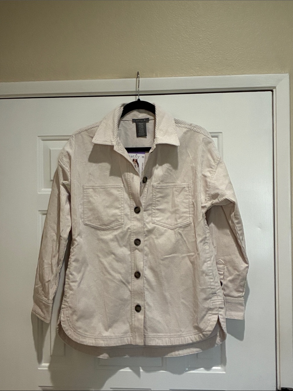 Matty M. Cream Corduroy oversized Shirt Jacket